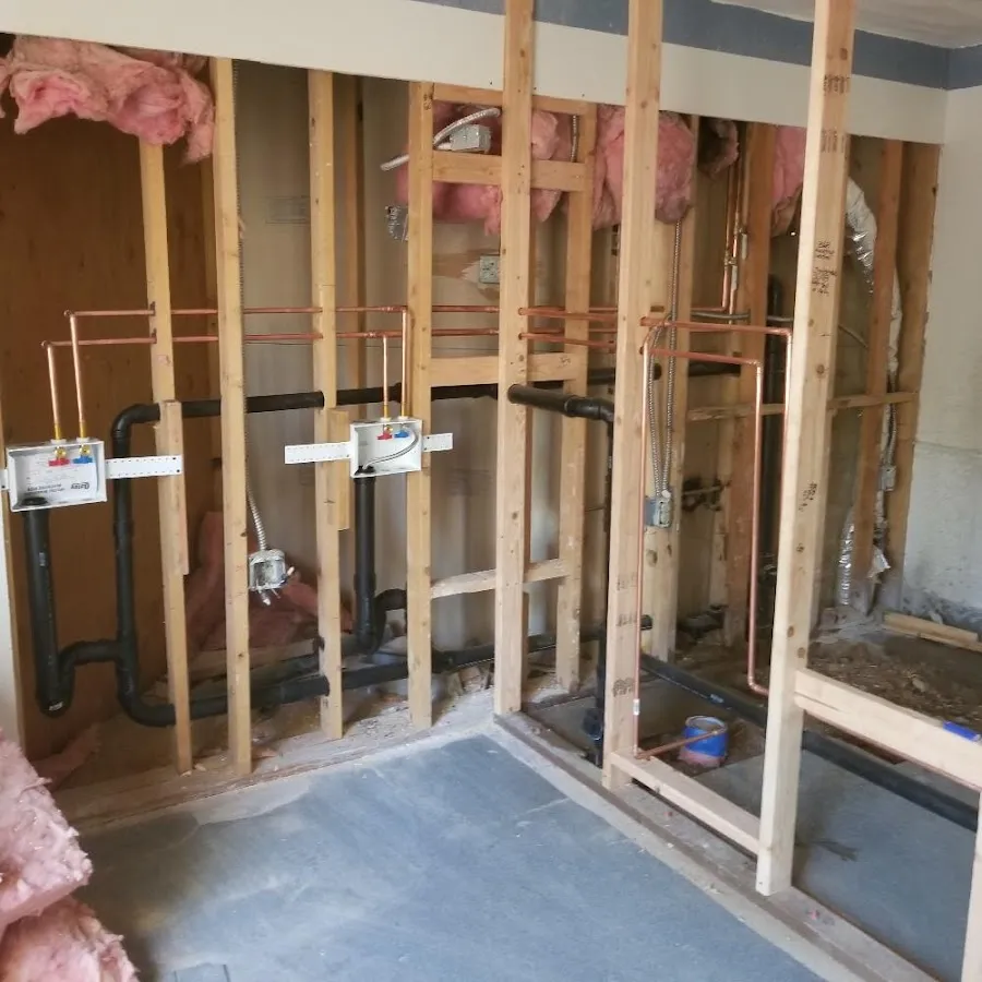 Copper pipe rough-in and plumbing installation in Jamestown